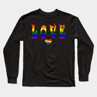 Rainbow Love with Rainbow Heart Long Sleeve T-Shirt